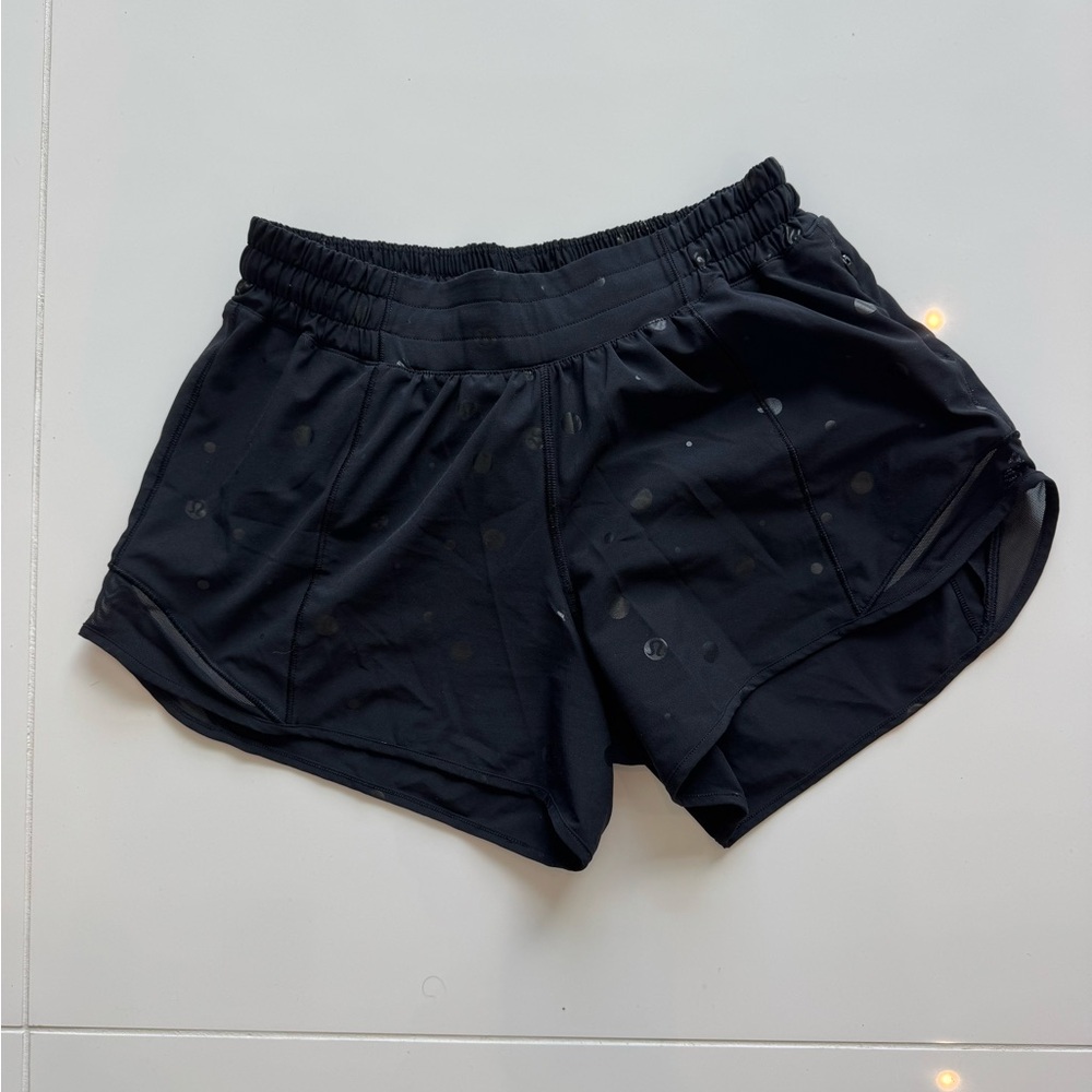 Lululemon polka dot, Hotty Hot 4” black, women’s shorts.